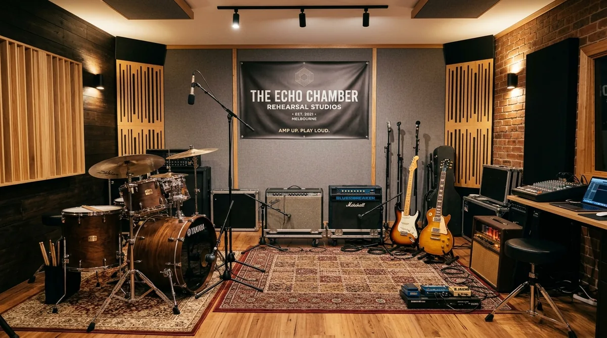 Configuración de espacio de ensayo musical